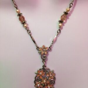 Charming Floral Pendant Necklace in Silver and Gold